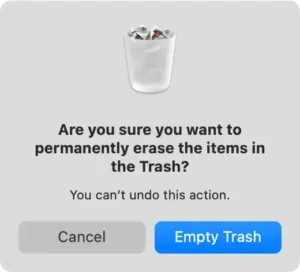 empty trash dialog