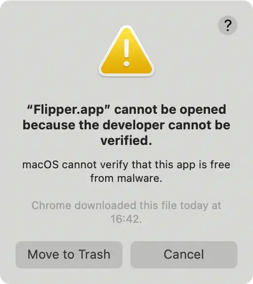 macos cannot verify that this app is free from malware warning